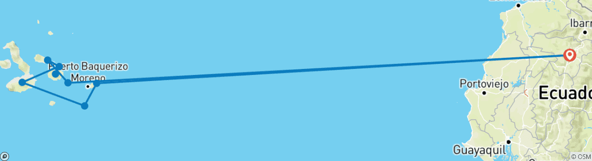 Foto van een kaart met de route van de rondreis