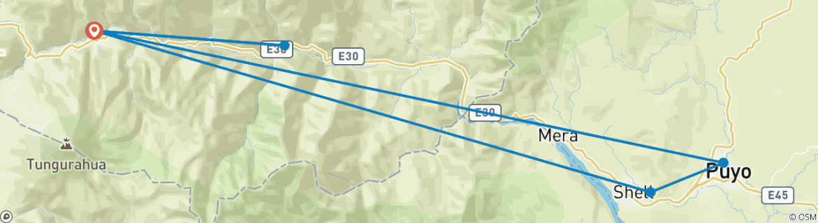 Karte mit der Reiseroute