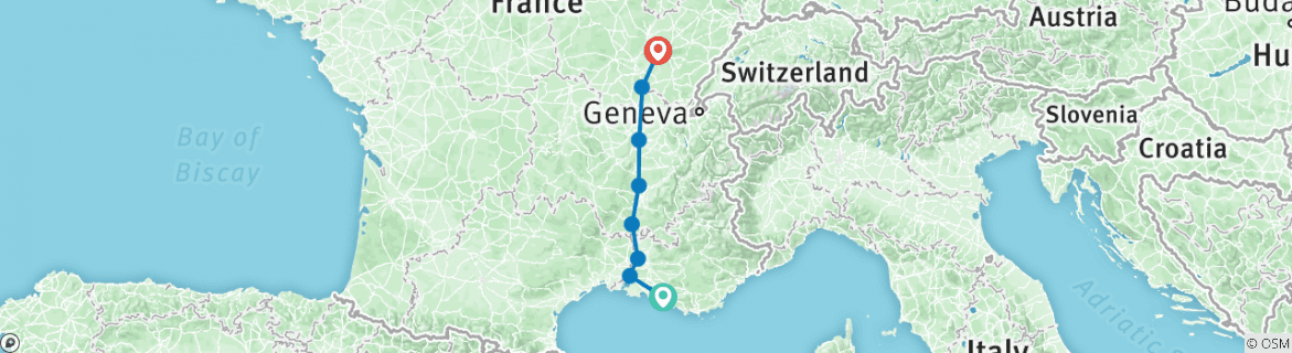 Karte mit der Reiseroute