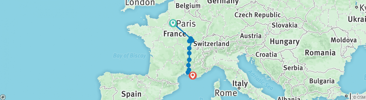 Karte mit der Reiseroute