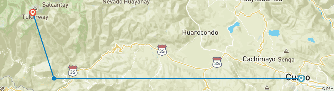 Carte du circuit Journée complète au lac Humantay - Service privé