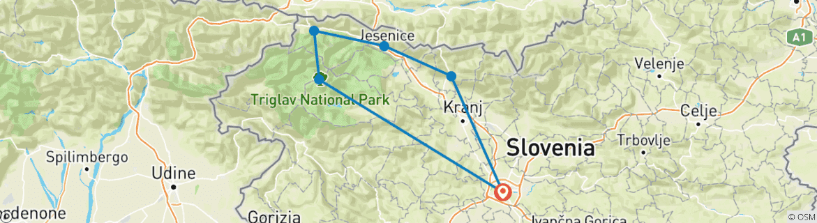 Karte mit der Reiseroute