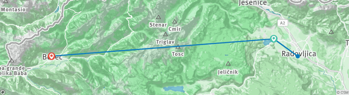 Karte mit der Reiseroute