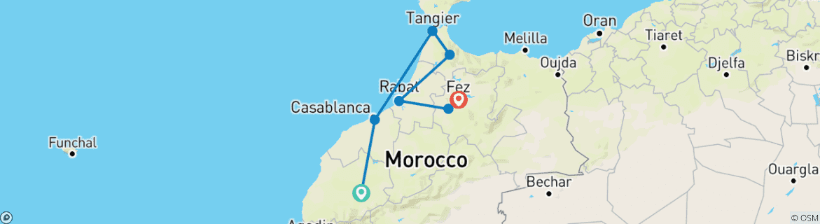 Image d'une carte montrant l'itinéraire du circuit