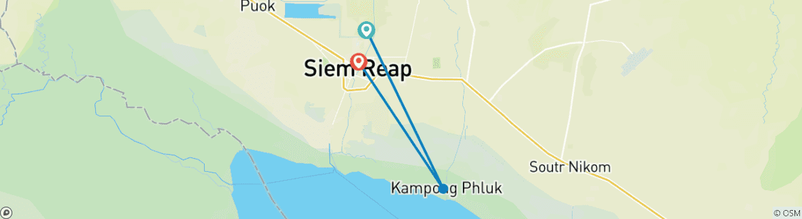 Carte du circuit Petit circuit au complexe d'Angkor et lac Tonle Sap avec circuit en commun