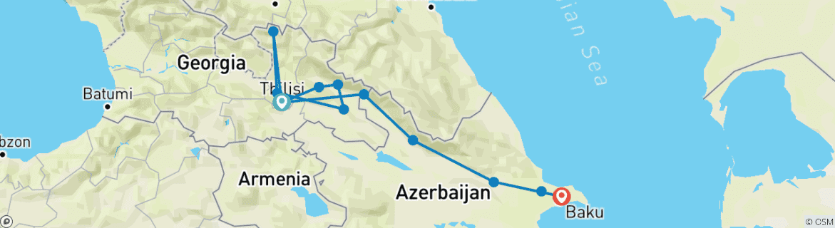 Karte mit der Reiseroute