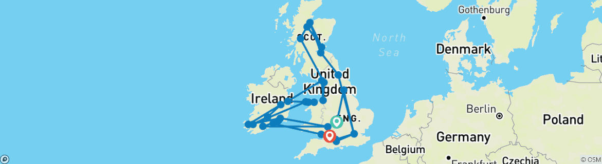Image d'une carte montrant l'itinéraire du circuit