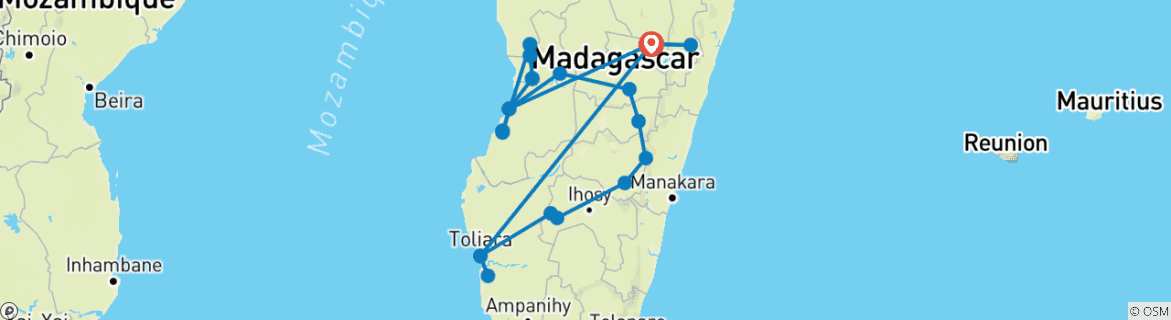 Image d'une carte montrant l'itinéraire du circuit