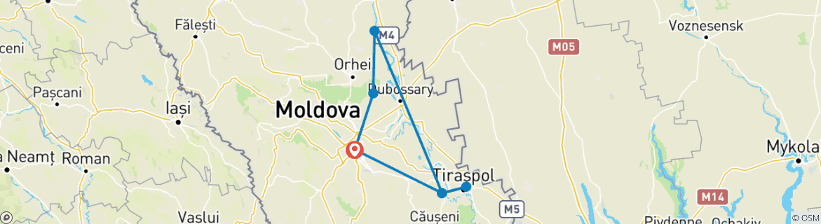 Image d'une carte montrant l'itinéraire du circuit