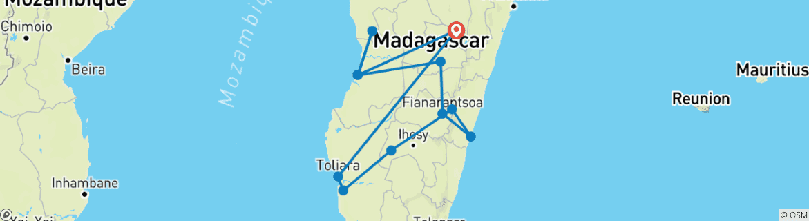 Image d'une carte montrant l'itinéraire du circuit