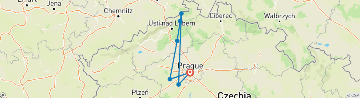 Karte mit der Reiseroute