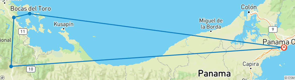 Image d'une carte montrant l'itinéraire du circuit