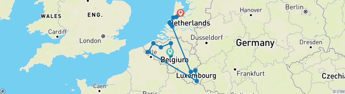 Image d'une carte montrant l'itinéraire du circuit