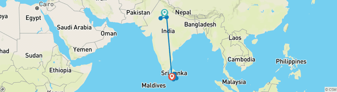 Karte mit der Reiseroute