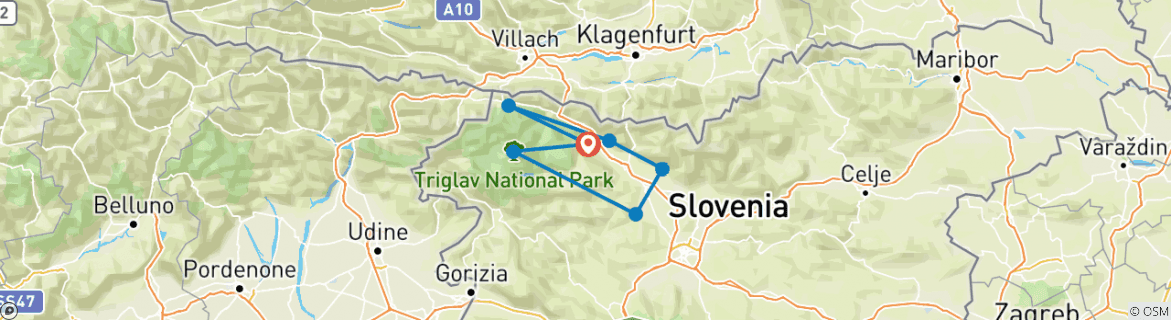 Karte mit der Reiseroute