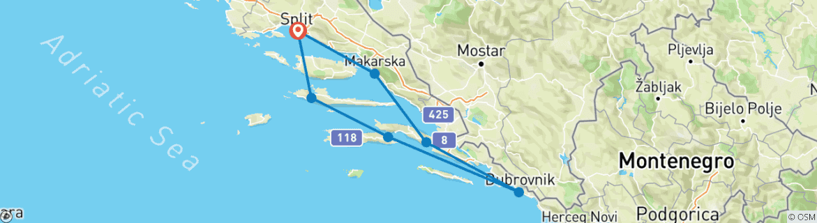 Imagen de un mapa que muestra la ruta del circuito