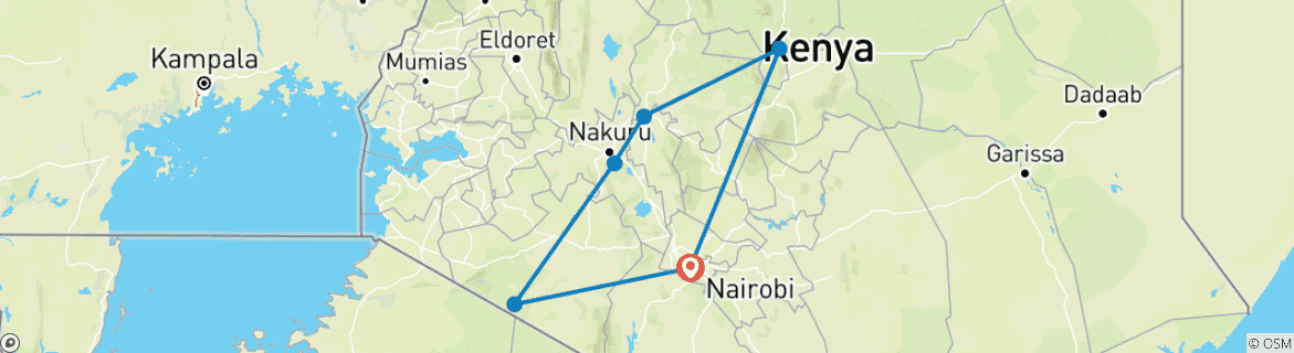 Foto van een kaart met de route van de rondreis