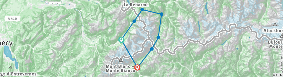 Karte mit der Reiseroute