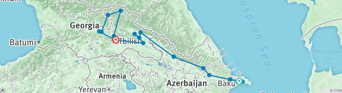 Karte mit der Reiseroute
