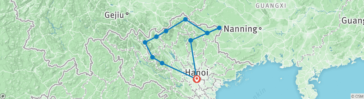 Karte mit der Reiseroute