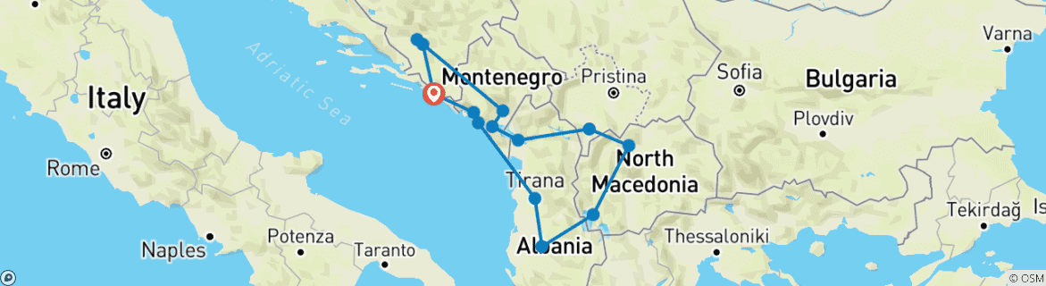 Karte mit der Reiseroute