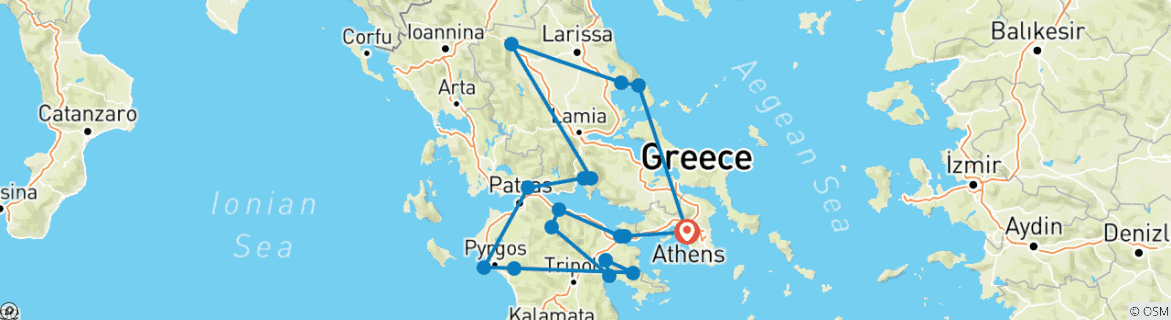 Foto van een kaart met de route van de rondreis