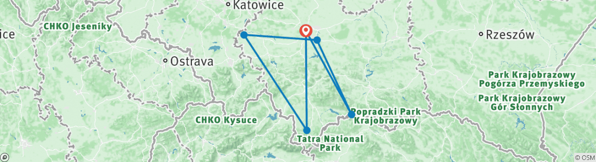 Karte mit der Reiseroute