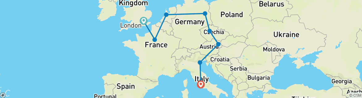 Image d'une carte montrant l'itinéraire du circuit