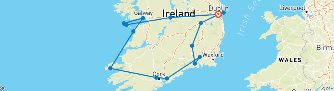 Image d'une carte montrant l'itinéraire du circuit