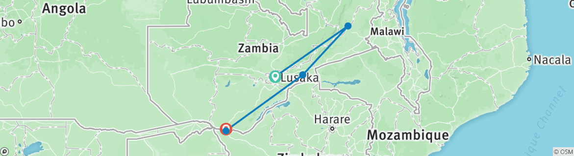 Karte mit der Reiseroute