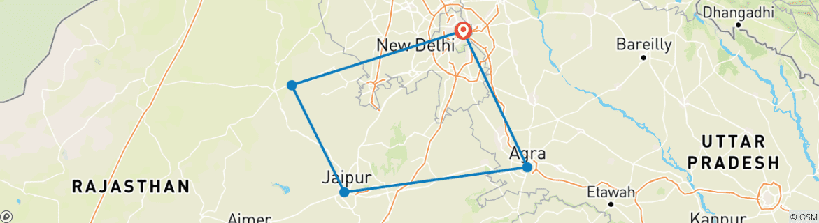 Karte mit der Reiseroute