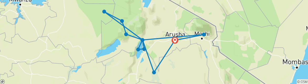Karte mit der Reiseroute