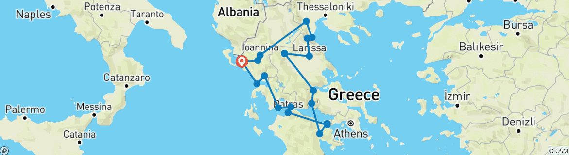 Karte mit der Reiseroute