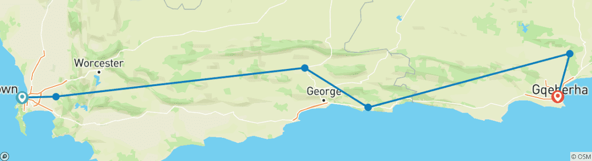 Image d'une carte montrant l'itinéraire du circuit