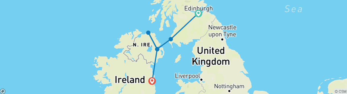 Image d'une carte montrant l'itinéraire du circuit