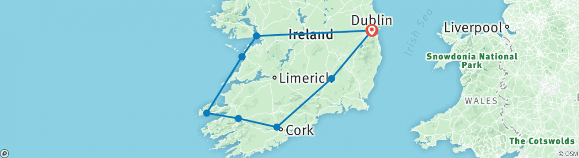Image d'une carte montrant l'itinéraire du circuit