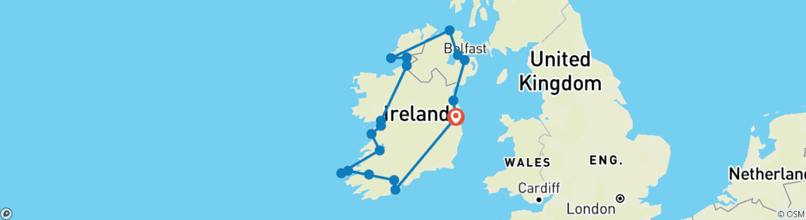 Image d'une carte montrant l'itinéraire du circuit