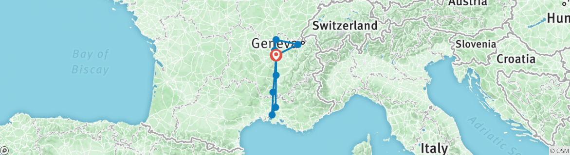 Karte mit der Reiseroute