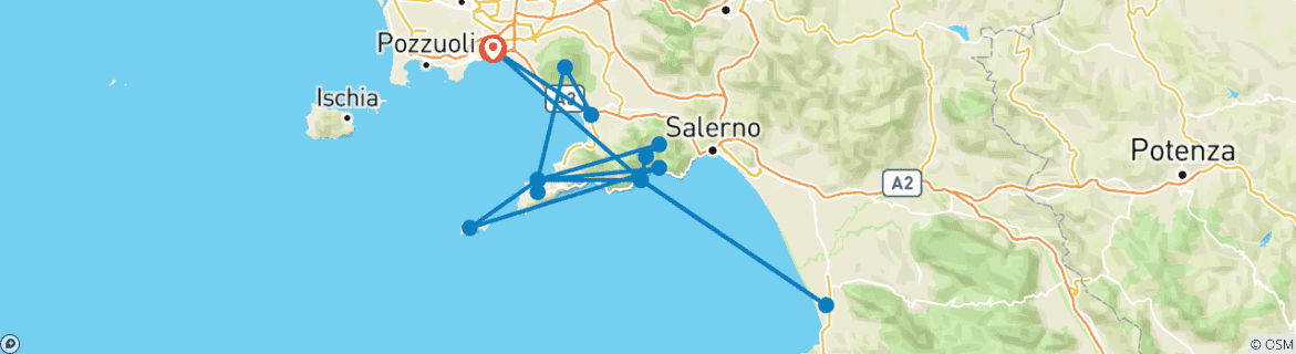 Carte du circuit Campanie : Expériences privées dans une terre de beauté, de saveur et d'histoire