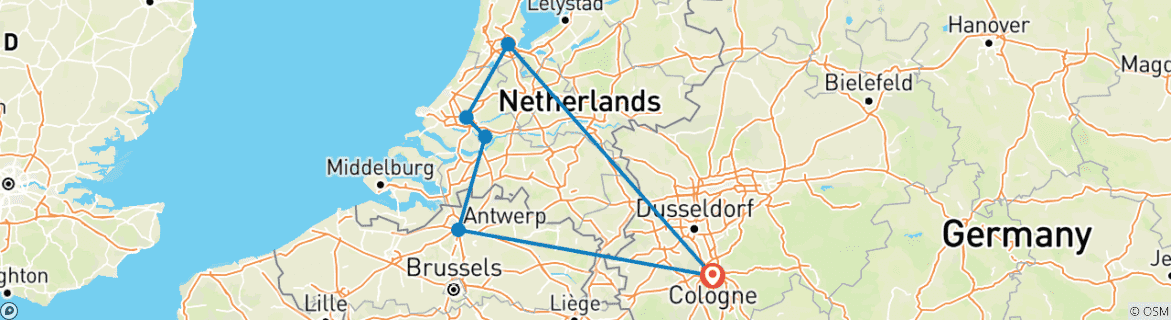 Image d'une carte montrant l'itinéraire du circuit