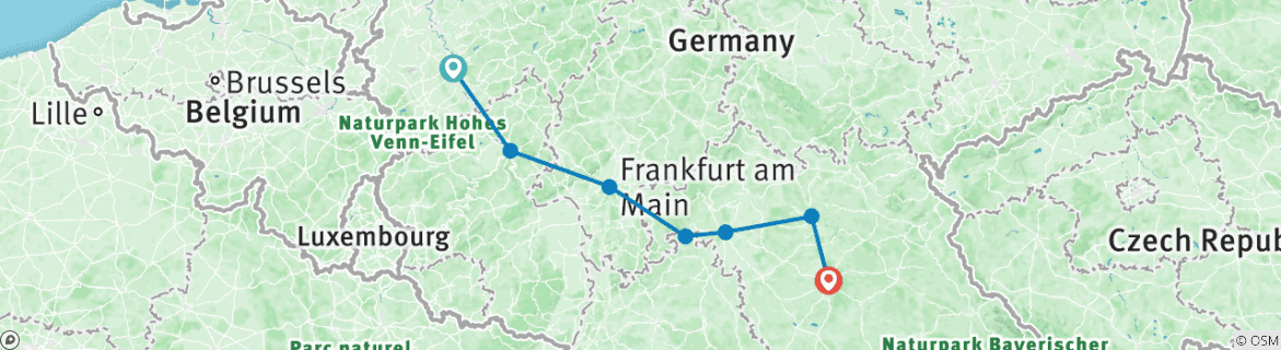 Karte mit der Reiseroute