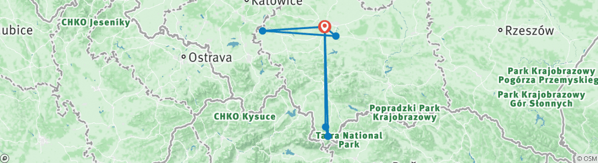 Karte mit der Reiseroute