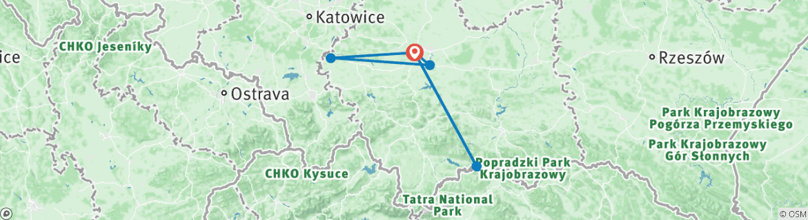 Karte mit der Reiseroute