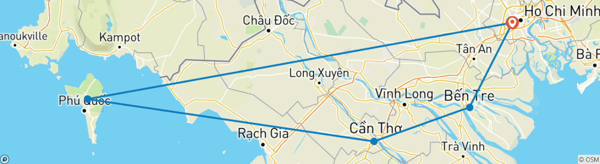 Karte mit der Reiseroute