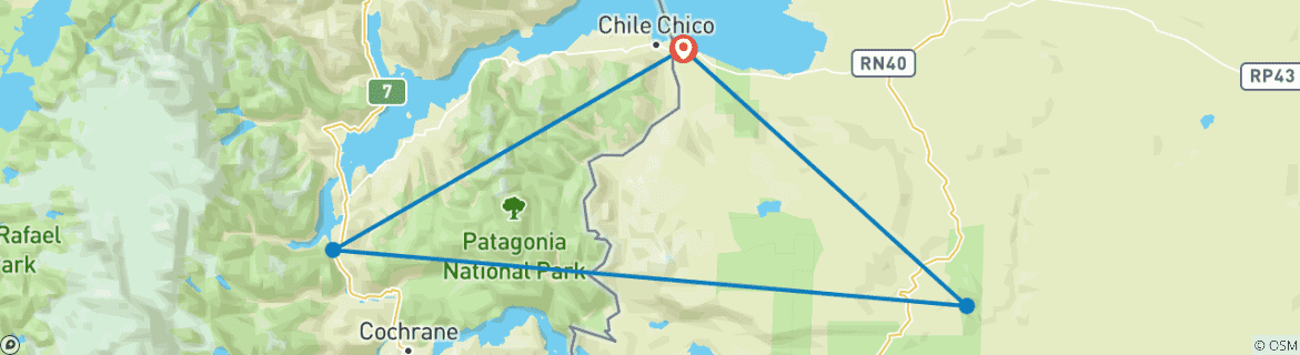 Foto van een kaart met de route van de rondreis