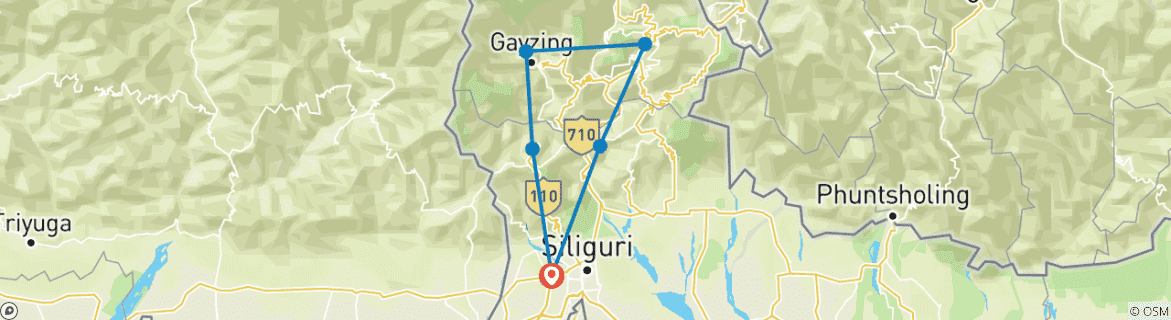 Image d'une carte montrant l'itinéraire du circuit