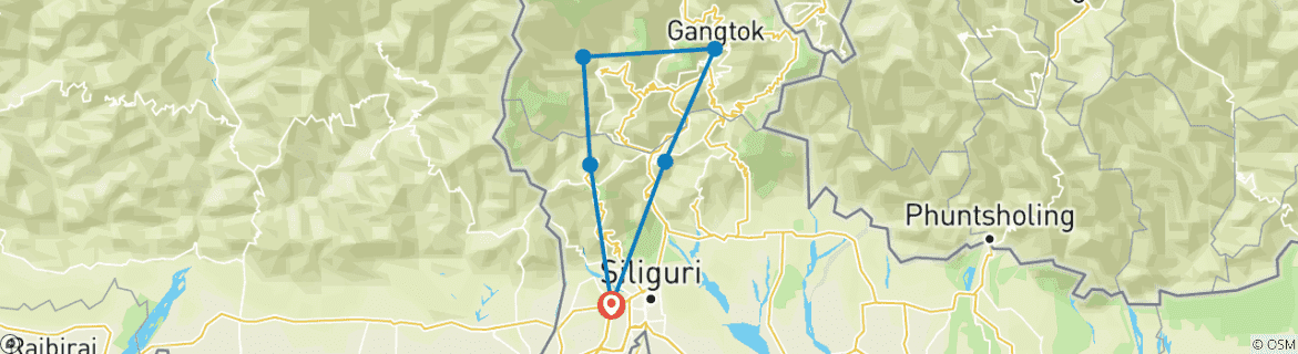 Karte mit der Reiseroute