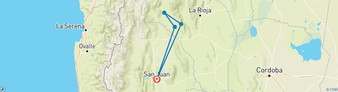 Foto van een kaart met de route van de rondreis