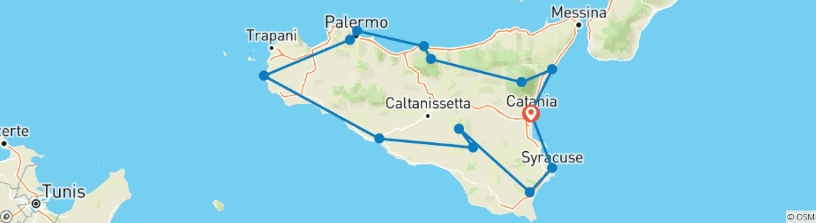 Image d'une carte montrant l'itinéraire du circuit