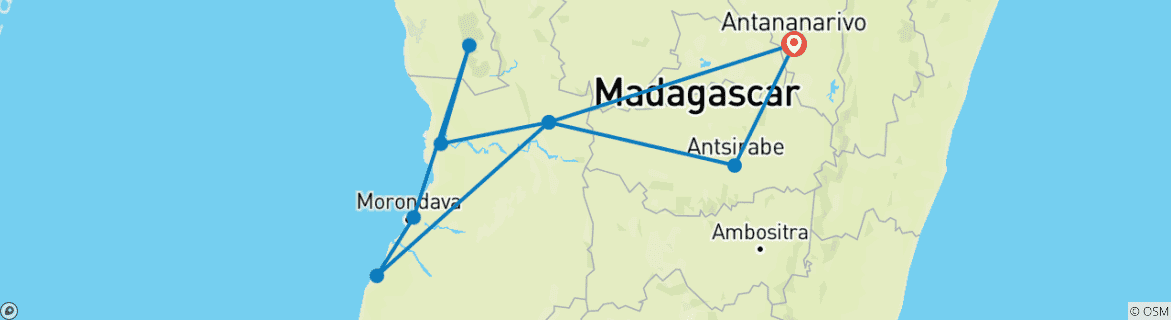 Image d'une carte montrant l'itinéraire du circuit
